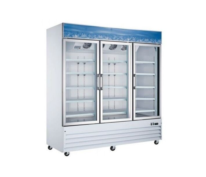 Zanduco 78" 3 Swing Glass Door White Merchandiser Refrigerator with 1500L Capacity - 110V, 4/5 HP - USA
