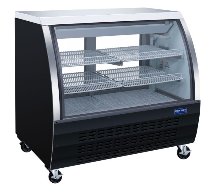 Zanduco 47" 2-Shelf Black Coated Steel Floor Refrigerated Showcase with 508L Capacity - 115V - USA
