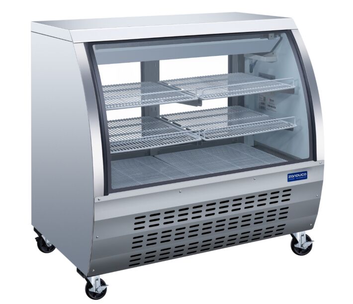 Zanduco 47" Stainless Steel 2-Shelf Floor Refrigerated Showcase with 508L Capacity - 115V - USA