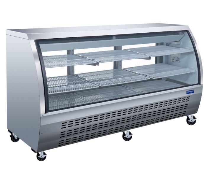 Zanduco 82" Stainless Steel 2-Shelf Floor Refrigerated Showcase with 903L Capacity - 115V - USA