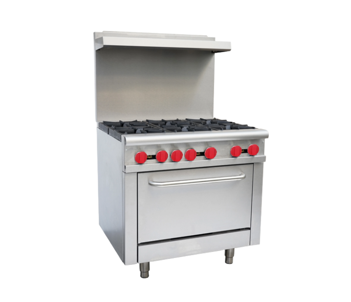 Zanduco 36" Commercial Range Oven with 6 Burners and 211,000 BTU - Natural Gas - CA