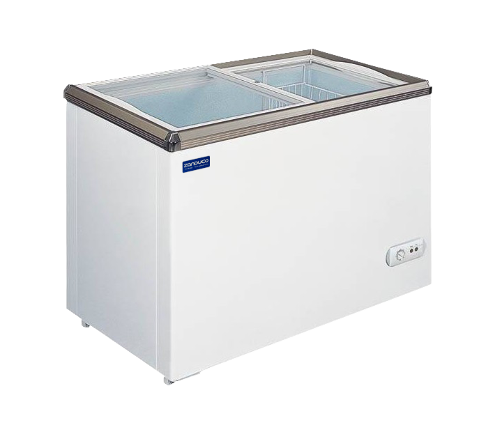 Zanduco 29" Two-Door Ice Cream Chest Freezer Display with Flat Glass Top and 150L Capacity -  110V - USA