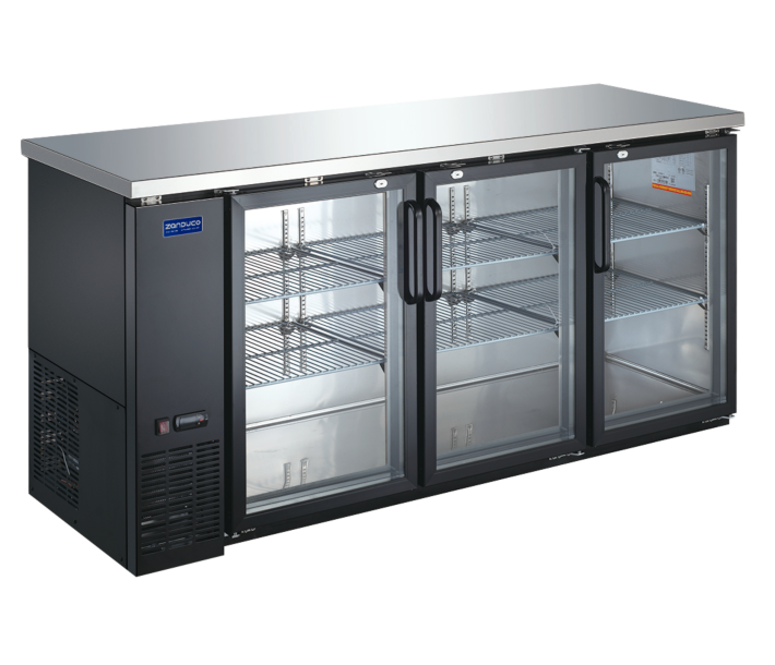 Zanduco 73" 3-Glass Swing Door Back Bar Cooler with Lock and 556L Capacity - 115V - USA
