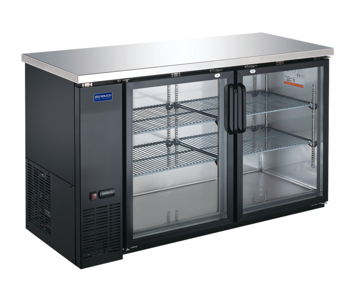 Zanduco 61" 2-Glass Swing Door Back Bar Cooler with Lock and 446L Capacity - 115V - USA