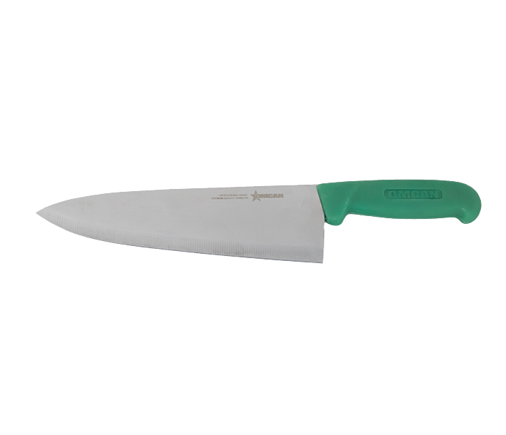 Omcan 8" Medium Cook Knife with Green Polypropylene Handle - CA
