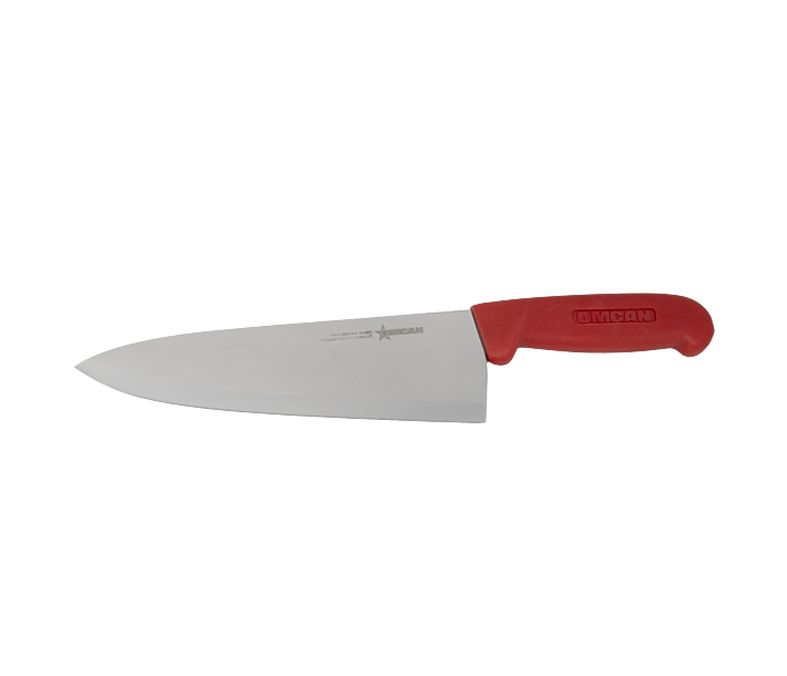 Omcan 8" Medium Cook Knife with Red Polypropylene Handle - CA