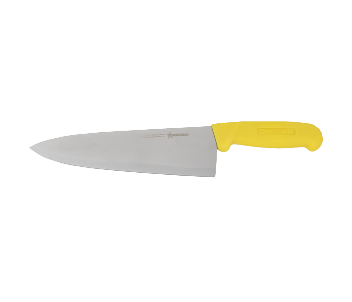 Omcan 8" Medium Cook Knife with Yellow Polypropylene Handle - USA
