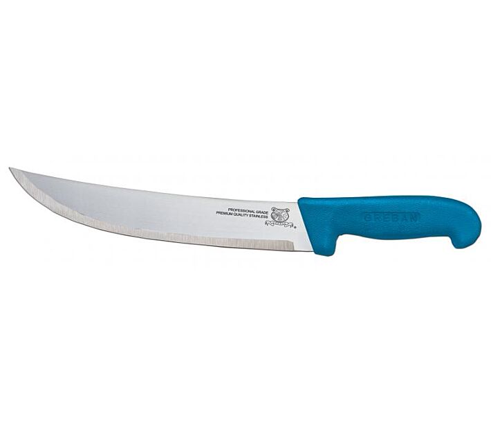 Omcan 12" Steak Knife with Blue Polypropylene Handle - CA