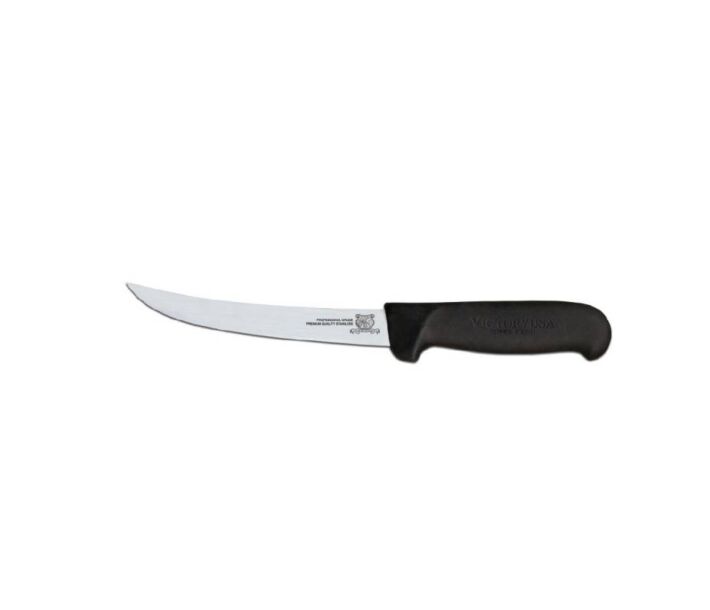 Omcan 6" Curved Boning Knife, Black with Super Fiber Black Handle - CA