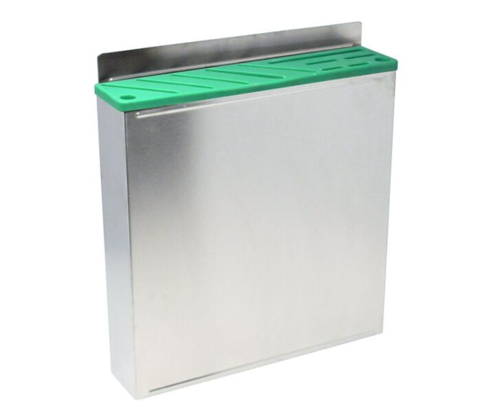 Omcan 10 Slot Wall Mounted Stainless Steel Knife Rack with Green Insert - USA