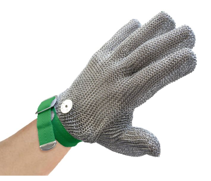 Omcan 5 Finger Mesh Glove, Reversible - XL, Green Strap - CA