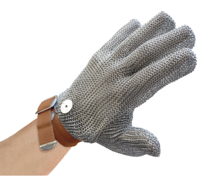 Omcan 5 Finger Mesh Glove, Reversible - XXL, Brown Strap - CA