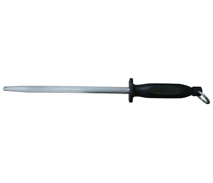 Omcan 14" Round Sharpening Steel with Black Handle - USA