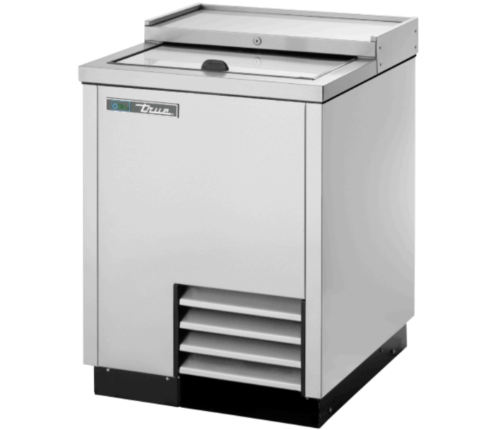 True TD-24-7-S-HC 25" Solid Slide Lid Stainless Steel Horizontal Beer Bottle Cooler - 115V - USA
