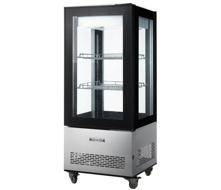 Zanduco 26" Refrigerated Display Case with 4-Sided Glass 59" Tall and 270L Capacity - 110V, 361W - USA