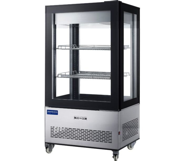 Zanduco 33" Refrigerated Display Case with 4-Sided Glass 59" Tall and 350L Capacity - 110V, 361W - CA