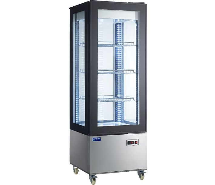Zanduco 26" Refrigerated Display Case with 4-Sided Glass 75" Tall and 400L Capacity - 110V, 361W - CA