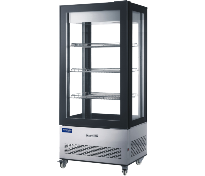 Zanduco 33" Refrigerated Display Case with 4-Sided Glass 75" Tall and 550L Capacity - 110V, 361W - CA