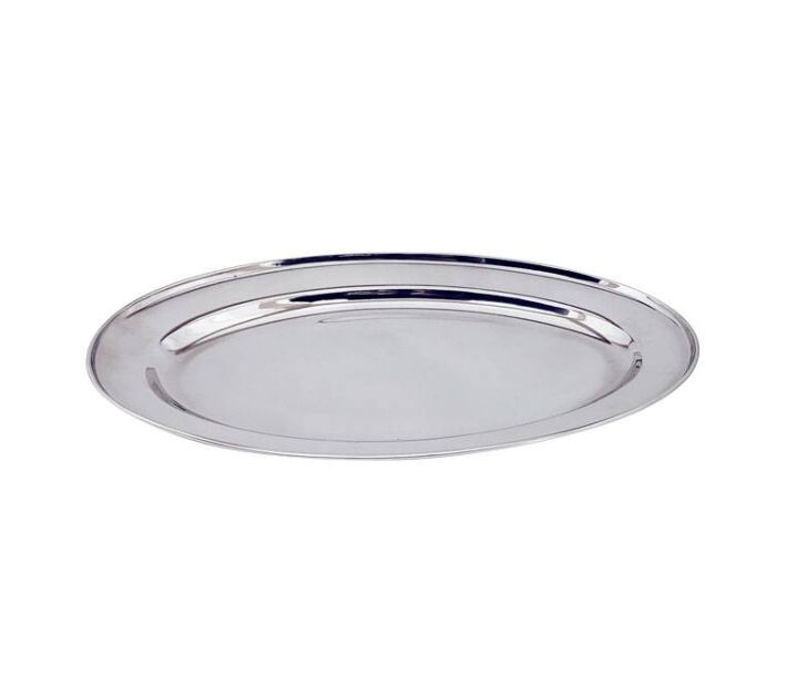 Omcan 21 5/8" x 15" Oval Stainless Steel Platter - USA
