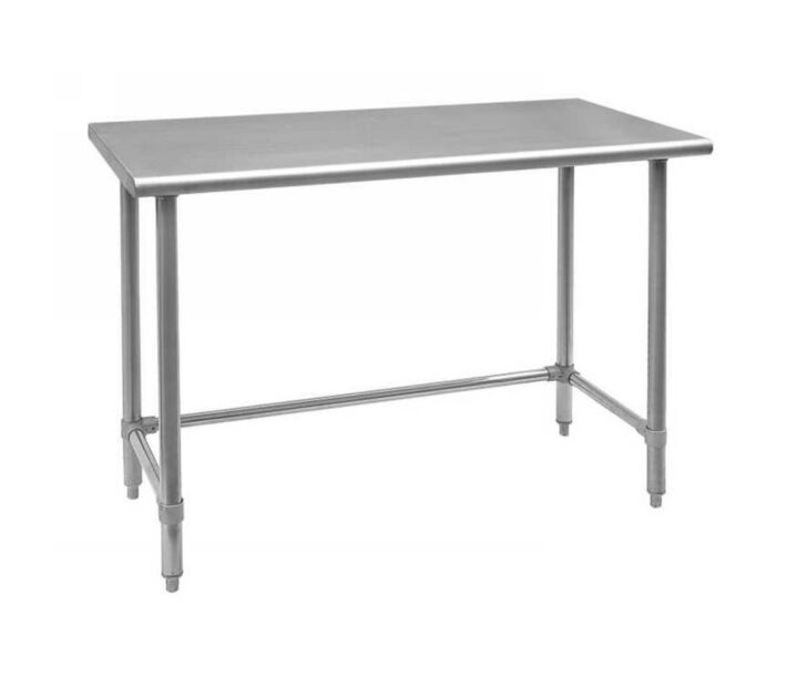 Zanduco 30" x 72" Stainless Steel Worktable With Leg Brace and Open Base - USA