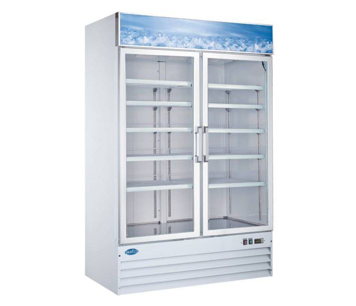 Zanduco 53" White 2-Door Swing Glass Merchandiser Freezer with 1270L Capacity - 115V, 1HP - CA