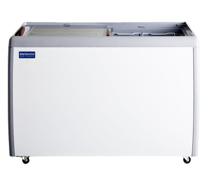 Zanduco 50" 2-Door Ice Cream Display Chest Freezer with Flat Glass Top and 370L Capacity - 110V - USA