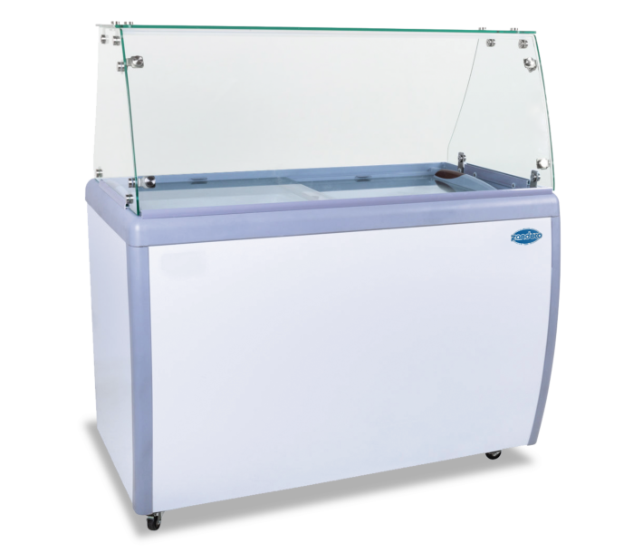 Zanduco 50" Ice Cream Dipping Cabinet / Freezer with Flat Sneeze Guard 290 L Capacity - CA