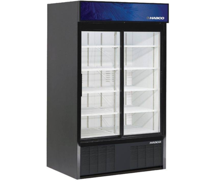HABCO ESM42HC 47.5" Double Sliding Glass Door Refrigerator 42 Cu.Ft. - 115V, 0.44HP - CA