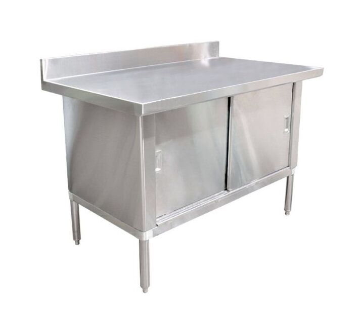Zanduco 30" x 60" Stainless Steel Enclosed Worktable with Cabinet, Sliding Doors - Knockdown - USA
