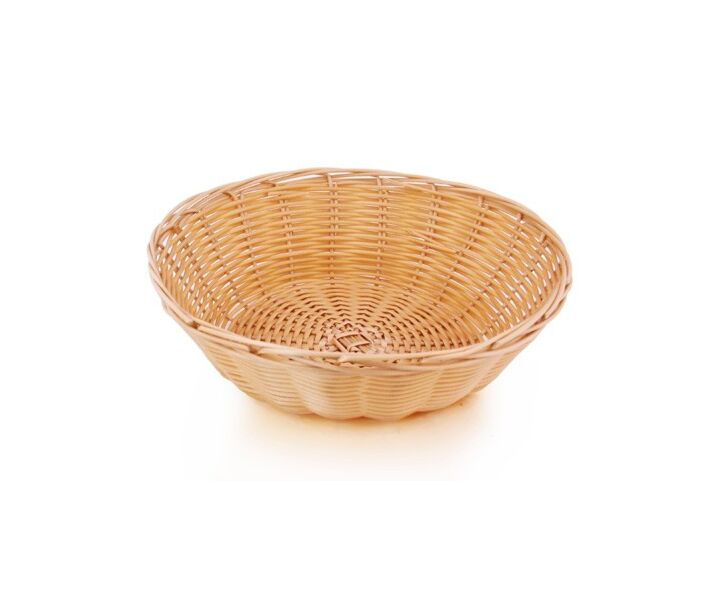 Omcan 9" x 2.75" Natural Round Woven Basket - CA