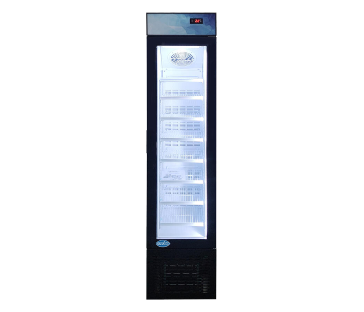 Zanduco 16.5" Single Glass Door Reach-in Merchandiser Freezer - 105L, Black - USA