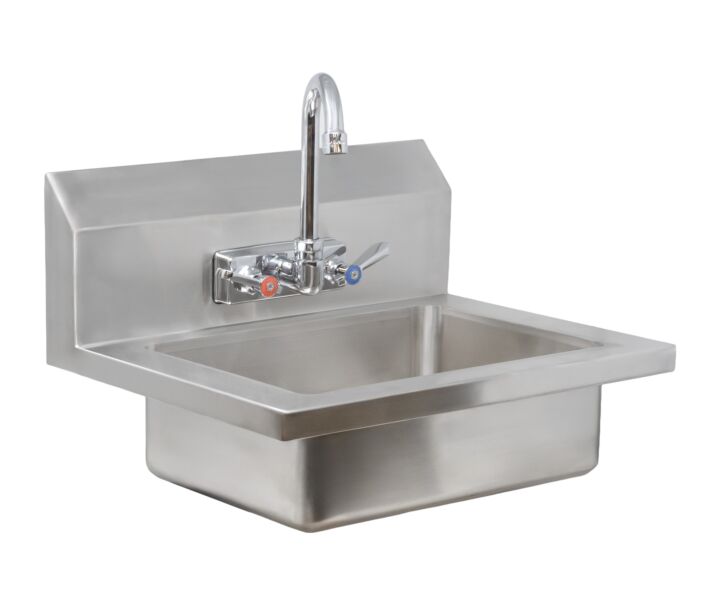 Zanduco Fabricated Wall Mounted Hand Sink with 4" Faucet & Drainbasket - USA