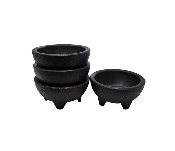 Omcan 10 Oz. Black Molcajete Salsa Bowl - CA