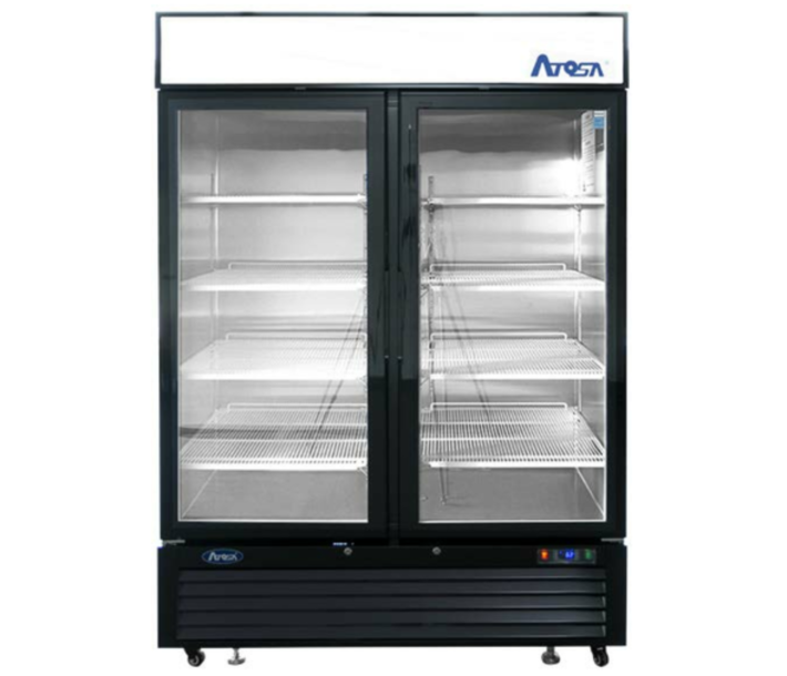 Atosa MCF8723GR 54" Bottom Mount 2 Glass Door Reach in Refrigerator - CA