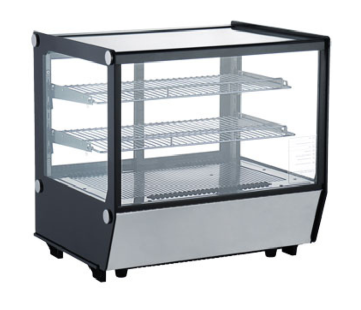 Zanduco 28" Square Glass Refrigerated Countertop Bakery Display Case with 120L Capacity - 110V, 300W - USA
