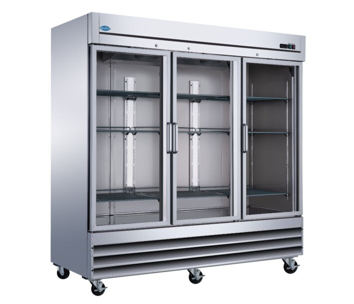 Zanduco 81" Three Swing Glass Door Stainless Steel Reach-in Refrigerator with 2024L Capacity - 115V, 3/4 HP - CA