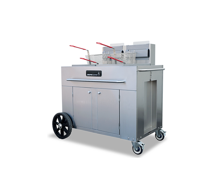 Omcan Double Tank Outdoor Portable Floor Fryer 35-40 lb. Capacity Liquid Propane - 186,000 BTU - USA