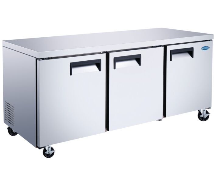 Zanduco 72" Stainless Steel 3-Doors Undercounter Refrigerator with 440L Capacity - 115V, 1/5 HP - CA