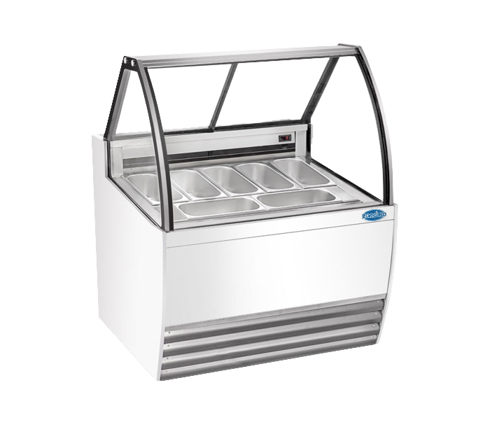 Zanduco 41" White Gelato Display Showcase with 7 Pans and Flat Sneeze Guard - 110-120 V, 1300 W - CA
