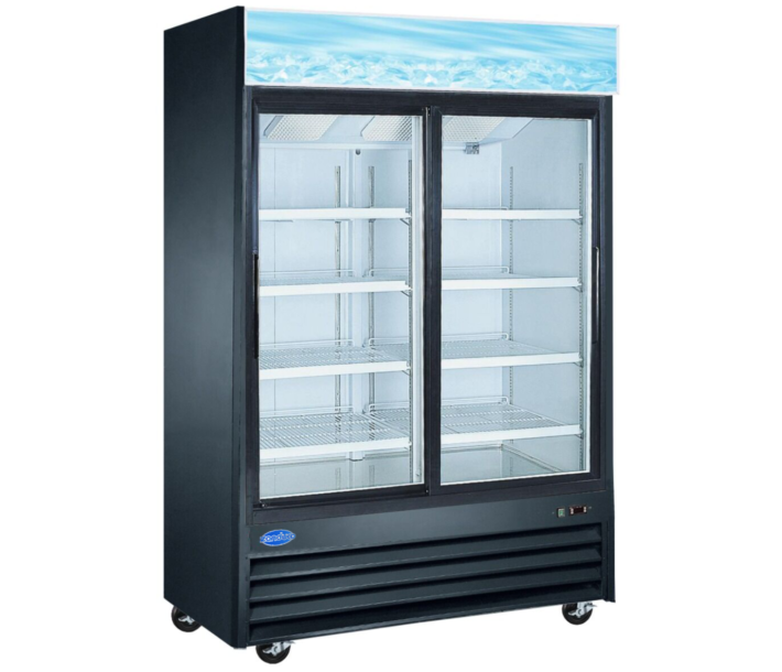 Zanduco 53" Two Sliding Glass Door Black Merchandiser Refrigerator with 1270L Capacity - 110V - USA
