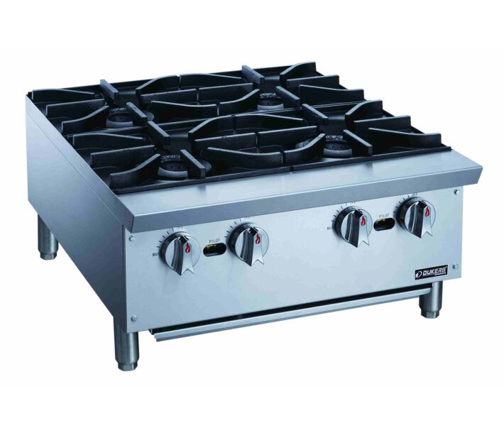 Dukers DCHPB24 24" Commercial Gas Countertop Hot Plate - 4 Burners, 128,000 BTU - USA