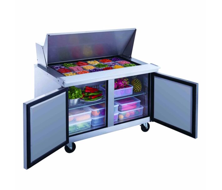 Dukers DSP48-18M-S2 48" Double Door Sandwich & Salad Prep Table Refrigerator, 11.4 cu. ft. - USA