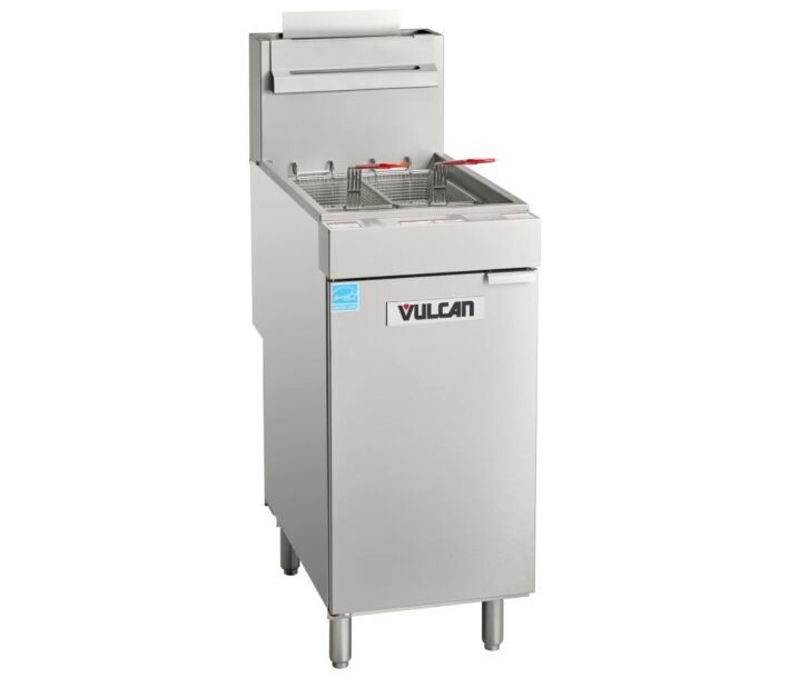 Vulcan 1VEG50M Veg Series Floor Fryer 50 lb Capacity Natural Gas/ Liquid Propane Energy Star Certified - 85,000 BTU - CA