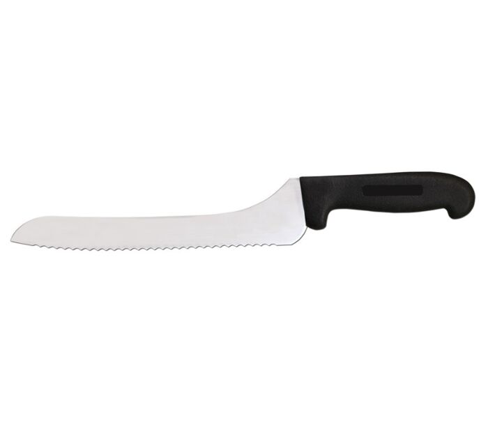 Omcan 9" Slicer Offset Serrated Blade Knife with Black Polypropylene Handle - USA