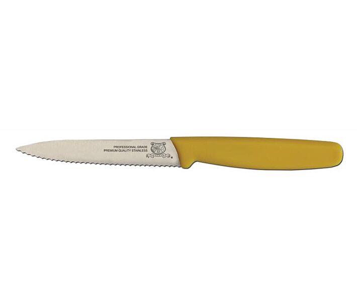 Omcan 4" Serrated Paring Knife with Polypropylene Handle - Yellow - CA