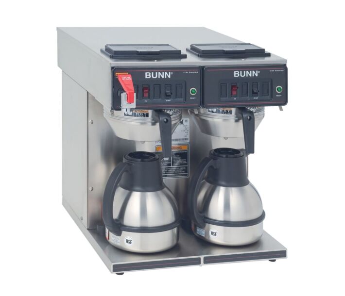 Bunn CWTF-TWIN-TC Stainless Steel Twin Thermal Carafe Automatic Coffee Brewer - 120/240V - CA