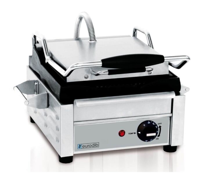 Eurodib SFE02325 Small Commercial Electric Panini Grill All Ribbed 1800W - 120V - CA