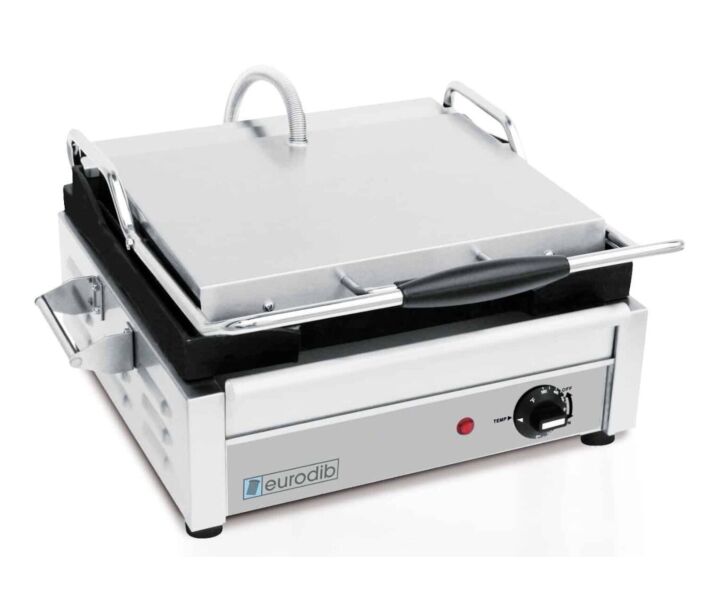 Eurodib SFE02345 Medium Commercial Panini Grill All Ribbed 1800-2400W - 120V/240V - CA