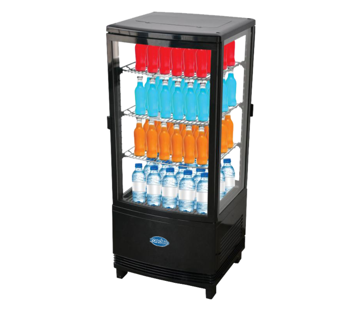 Zanduco 17" Two-Door Countertop Four Sided Glass Refrigerated Showcase with 78L Capacity - 110V, 190W - USA