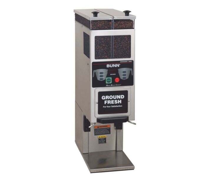 Bunn G9-2T DBC Stainless Steel Portion Control Tall Coffee Grinder with 2 Hoppers - 33700.600 - CA